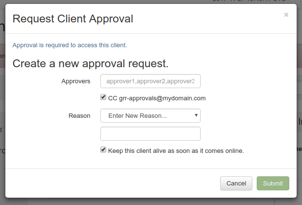 GRR approval dialog