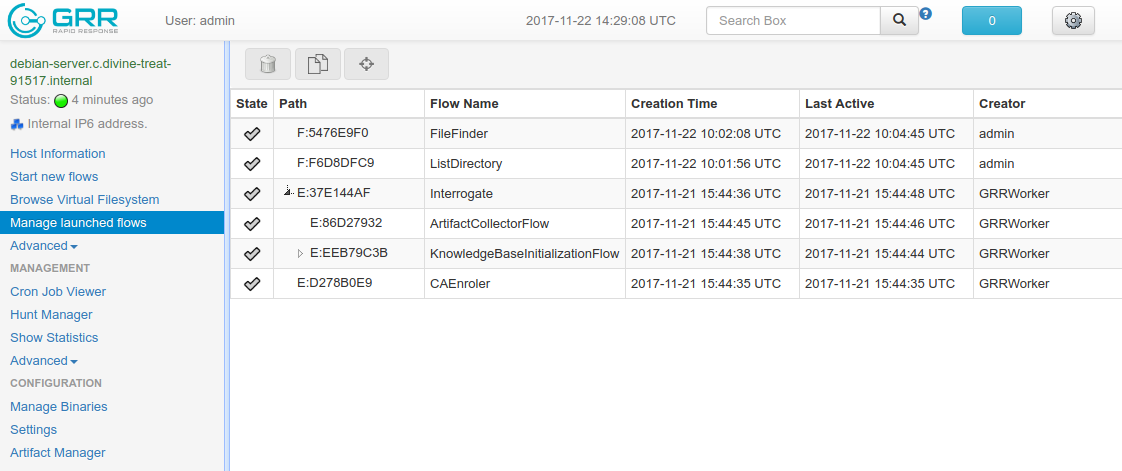 Launched flows view
